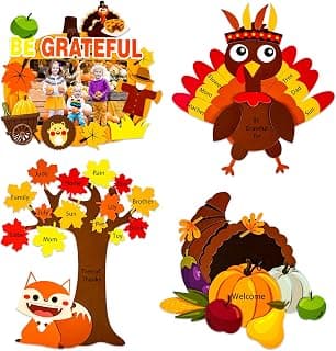 FaCraft Autumn Thanksgiving Craft Kits for Kids Thanksgiving DIY Craft Picture Frame Pumpkin Maple Leaf Turkey Paper Craft for Thanksgiving Party Favors DIY Craft Classroom Activities