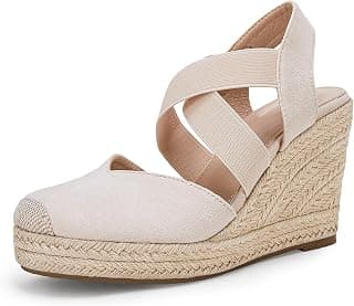 Womens Wedge Espadrille Sandals Platform Criss Cross Elastic Strap Slingback Summer Cap Toe Shoes