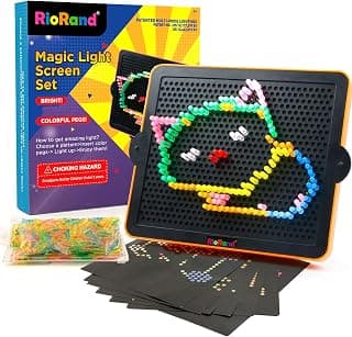 Kids Magic Light Screen Set Light Up Pad Glow Board Educational Learning Toys Gifts with 360 Pegs and 10 templates for Boys and Girls Ages 4+ (Light Up Board Value Set)
