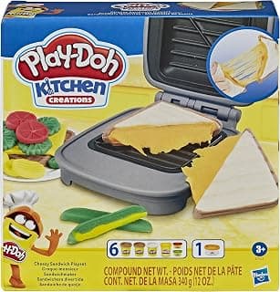 Play-Doh Kitchen Creations Cheesy Sandwich Play Food Set for Kids 3 Years and Up with Play-Doh Elastix Compound and 6 Additional Colors