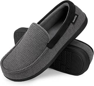 Men's Comfort Memory Foam Moccasin Slippers Breathable Knit Terry Cloth House Shoes