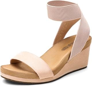 Women's NINI-5 Open Toe Elastic Ankle Strap Platform Wedge Sandals