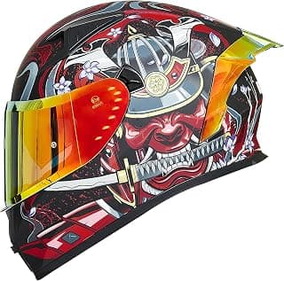 ILM Motorcycle Helmet Full Face with Pinlock Compatible Clear&Tinted Visors and Fins Street Bike Motocross Casco DOT Model Z501(Armor Red, X-Large)