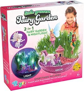 Little Growers Fairy Garden Craft Kit with Enchanted Unicorn and Light-Up Fairy Lights - Paint, Plant and Grow Your Very Own Fairy Garden Arts and Crafts Kit - for Kids All Ages Both Girls and Boys