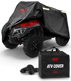 Badass Moto Heavy Duty Triple Waterproof 4 Wheeler Cover - Rip Resistant Night Reflective Quad Four Wheeler ATV Cover with Advanced Waterproofing, Easy Access Zipper & Vents - Black, Large, 95 Inches