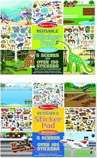 Melissa & Doug Reusable Sticker Pads Set: Vehicles and Habitats, 315+ Stickers and 10 Scenes