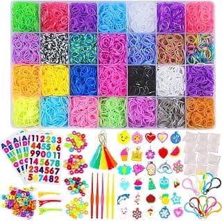 11900+ Rubber Bands Refill Kit 11,000 Bands 600 S-Clips 52 ABC Beads 30 Charms 10 Backpack Hooks 200 Beads 5 Tassels 5 Crochet Hooks 3 Hair Clips