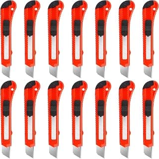 DIYSELF 14 Pack Box Cutter Retractable, Box Cutter Knife with 18mm Wide Utility Blades, Sharp Utility Knife Retractable, Box Cutters for Office, Home, Arts Crafts, Hobby, Cardboard, Paper