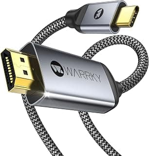 USB C to HDMI Cable 4K, WARRKY [Gold-Plated Plugs, No Image Loss] 6FT Aluminum Type C to HDMI Cable Thunderbolt 3/4 Compatible for iPhone 15 Series, MacBook, iMac, iPad Pro, Galaxy, Surface, Dell, HP