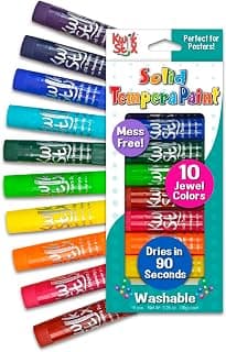 The Pencil Grip Kwik Stix Tempera Paints, Tempera Paint Pens, Super Quick Drying, 10 Assorted Jewel Colors for Children - TPG-678