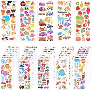 KUUQA 1000+Pcs 3D Stickers for Toddlers Puffy Stickers Random Craft Stickers for Kids Scrapbooking Bullet Journals (40 Sheets)