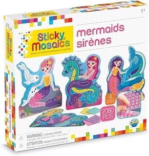 The Orb Factory Sticky Mosaics Mermaids Arts & Crafts, Blue/Yellow/Orange/Purple, 12" X 2" X 10.75"