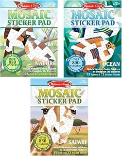 Melissa & Doug Mosaic Sticker Pad 3 Pack - Safari, Ocean and Nature