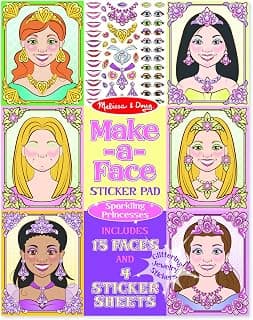 Melissa & Doug Make-a-Face Sticker Pad: Sparkling Princesses - 15 Faces, 4 Sticker Sheets