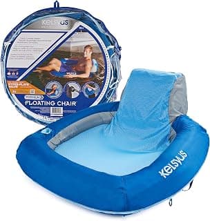 Kelsyus Premium Floating Chair with Fast Inflation, Inflatable Recliner Chair, Lake & Pool Float for Adults with Cup Holder, Amazon Exclusive