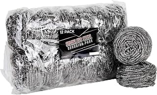 Stainless Steel Scouring Pads 30 Gram 12 Pack Heavy Duty Steel Wool Scrubbers Industrial & Commercial - Scrubbing Sponges Grill Cleaner