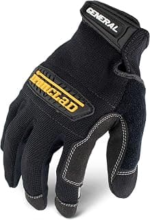 Ironclad General Utility Work Gloves Gug, All-Purpose, Performance Fit, Durable, Machine Washable, Sized XS, S, M, L, XL, XXL (1 Pair), Black (GUG-04-L)