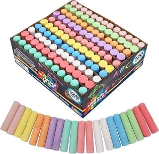 Joyin Toy 120 Pack Giant Box Non-toxic Jumbo Washable Sidewalk Chalk Set in 10 Colors (120 Pieces)