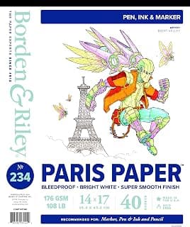 Borden & Riley #234 Paris Paper Pad, 14" x 17", 176 GSM/108 LB, 40 White Sheets, 1 Pad Each (234P141740)