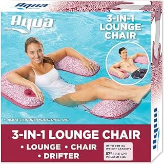 Aqua Mosaic 3-in-1 Pool Chair Float – Inflatable Floating Pool Chair for Adults with Length-Adjust Toggles – Use as a Lounge, Chair, or Drifter – Burgundy Mosaic