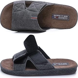 Men's Open Toe Slippers with Arch Support Adjustable House Slippers Anti-Slip Cross Brand Indoor Outdoor
