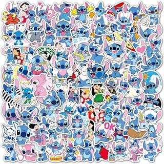 100PCS Lilo & Stitch Stickers, Cartoon Sticker Stuff for Laptop Water Bottles Luggage Bike Car Decals, Vinyl Waterproof Cute Stitch Gifts Party Supplies for Kids Teens Adults