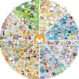 600 PCS Cute Animal Stickers Pack，Arme Vinyl Stickers，Large Colorful Waterproof Stickers for Water Bottles,Skateboards and Notebooks, Laptop Stickers for Teens Girls and Boys Kids Adults
