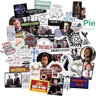 Conquest Journals Supernatural Winchester Brothers Vinyl Stickers, Set of 60 Unique Stickers Including 5 Holograms, Waterproof and UV Resistant, Great for All Your Gadgets