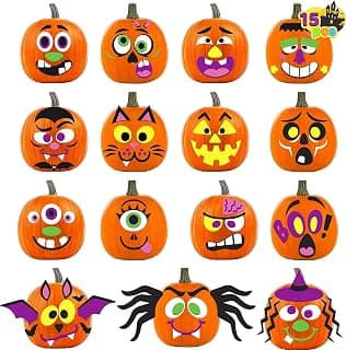 JOYIN 30 Packs Pumpkin Decorating Foam Stickers in 15 Designs Halloween Party Supplies Trick or Treat Party Favors