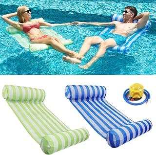 RACPNEL Pool Float Inflatable Water Hammock for Adults 2-Pack , Multi-Purpose Portable Swimming Pool Lounge Chair Comfortable Floating Lounger Pool Raft Water Floaties
