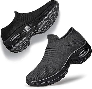 Women's Walking Shoes - Sock Sneakers Slip on Mesh Platform Air Cushion Athletic Shoes Work Nurse Comfortable