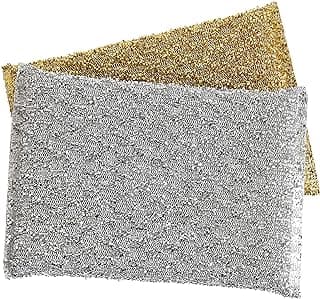 Kitchen Sponge Scrubber, Heavy Duty, Hand Friendly Scouring Sponge for Sink, Pot, Dish Washing Scrubber Non-Scratch, Kosher Sponge, by Superio (Silver-Gold)