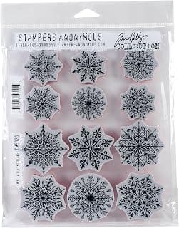 Stampers Anonymous Mini Swirley Snowflakes Tim Holtz Cling Stamps, 7" x 8.5"