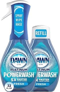 Dawn Platinum Powerwash Dish Spray Starter Kit, Dish Soap, Fresh Scent Bundle, 1 Starter Kit plus 1 Refill (16 fl oz ea)