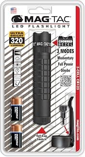 Maglite Mag-Tac LED 2-Cell CR123 Flashlight - Crowned-Bezel, Matte Black